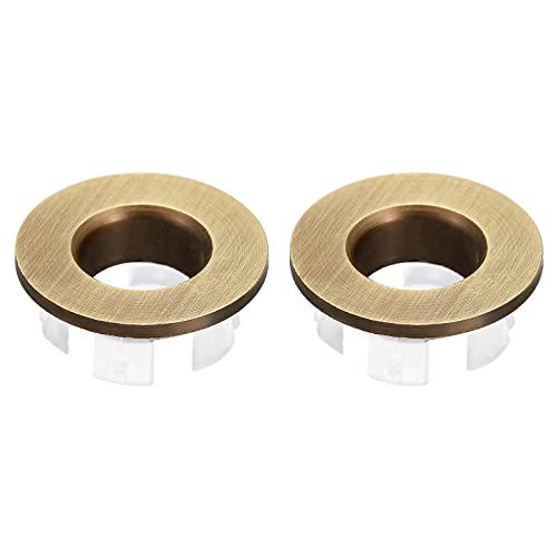 uxcell Sink Trim Overflow Cover, 2Pcs Sink Overflow Rings Bathroom Kitchen Basin Drain Cover Hole Insert in Round Caps, Bronze