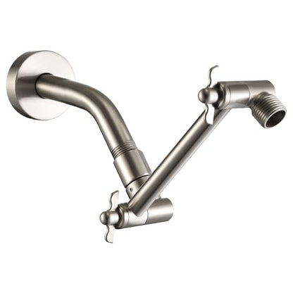 6 Inch Adjustable Shower Head Extension Arm, All-Metal Shower Arm Extender with Locking Set Screw for Rainfall, Fixed, Handheld Showerheads, G1/2 Universal Thread, Easy Installation, Brushed Nickel - color: BNP, style: 6 Inch