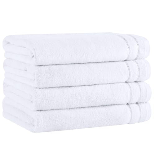 Comfort Spaces 4 Pc Bath Sheet Set 30x60, 100% Cotton 400GSM, White | Oversized 30x60 Bath Sheet, Quick Dry Cotton, Dual Layer Extra Absorbent, Great for Shower or Beach - color: White, size: 4 Piece Bath Towel Set (30" x 60")