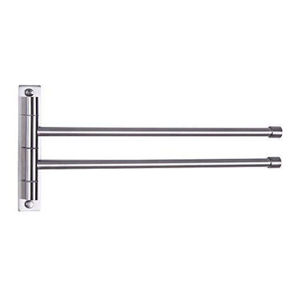 GERZWY Bathroom Swing Arm Towel Bars 2-Arm Wall Mount Stainless Steel Bath Towel Rack Hanger Towel Holder Organizer Brushed Finish HYG02-LS - color: Brushed