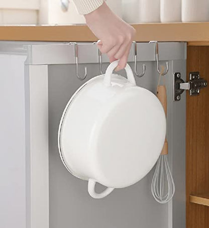 Over The Door Drawer Cabinet Hook Holder, 304 Stainless Steel Double S-Shaped Hook Hanger Metal Heavy Duty Free Punching Door Back Hanging Clothes Organizer for Towel Cloth Bags Sundries (2pcs)