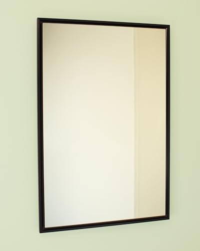 20x30 Harper Crescent Metal Framed Rectangle Recessed Bathroom Medicine Cabinet, Arced Mirror, 18x28 in-Wall Opening, Adjustable Glass Shelves, Magnet Close, Black - color: Black, size: 20x30