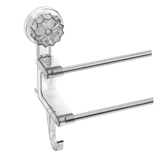 Simple Elegant Suction Cup Towel Rack No Drill Double Pole Bathroom Wall Mount Towel Holder Dryer Shoe Rack