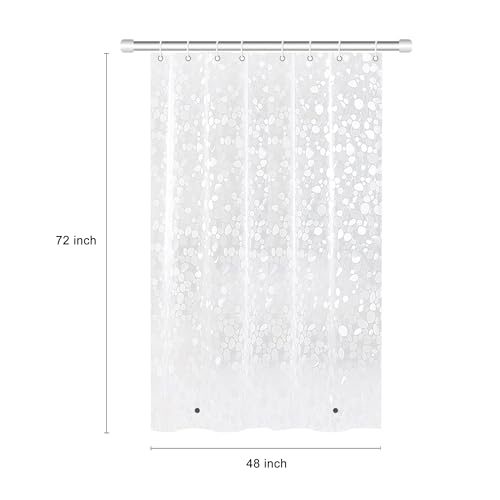 48 inch Wide Shower Curtain Liner with Magnets on Bottom, Stall Size Premium 8G Cobble Pattern Non-Toxic Waterproof Easy Care and Eco-Family (48W x 72H) - color: Clear Pebble 8g, size: 48"W x 72"L (Pack of 1)
