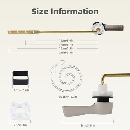 Universal Front Mount Metal Toilet Handle Replacement, Brass/Brushed Nickel | Toilet Flush Handle Lever with Adjustable Stainless Steel Chain, Compatible with Kohler, American Standard, TOTO, Mansfield - color: Brushed Nickel, style: Front Mount Design