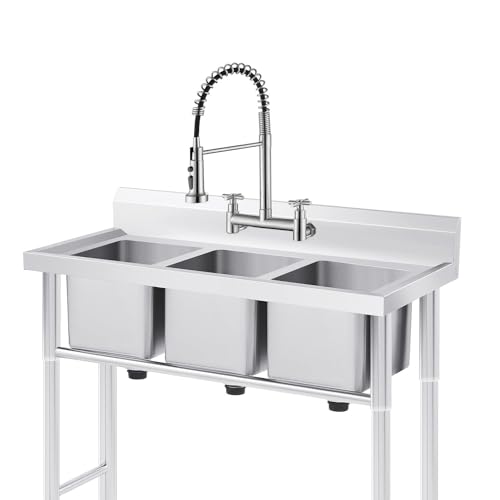 Wall Mount Faucet 8"" Center, Commercial Mixer Tap, Kitchen Sink Faucets | 304 Stainless Steel Constructed, High Arc Dual Handle, Rotatable - color: Style B, Dual Handle