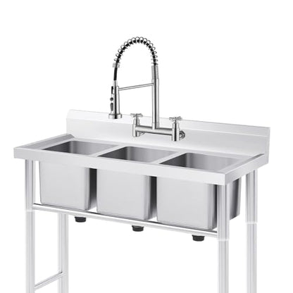 Wall Mount Faucet 8"" Center, Commercial Mixer Tap, Kitchen Sink Faucets | 304 Stainless Steel Constructed, High Arc Dual Handle, Rotatable - color: Style B, Dual Handle
