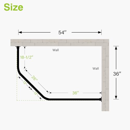 Naiture L Shape Shower Curtain Rod, 18-1/2" X 26" X 36", Gloss White | Aluminum, Includes 36" Ceiling Support & Hardware, Cut to Fit, Permanent Mount, Counterpart Wall Size 54" x 36" - color: Gloss White, size: 18-1/2" X 26" X 36"