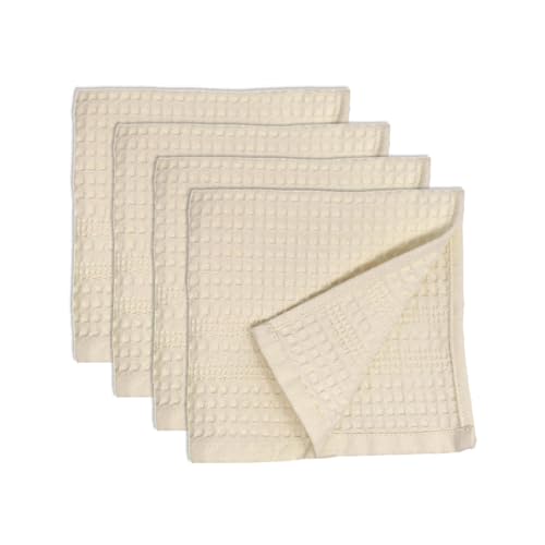 GILDEN TREE Waffle Towels Wash Cloths for Showering, Exfoliating Washcloth Face Towels, Quick Dry Towel Cotton Washcloths Set of 4, Classic Style (Cream) - color: Cream, size: Washcloth (4 Pack)