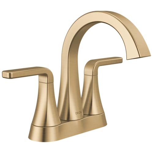 Delta Lineax Centerset Brushed Gold Bathroom Faucet, 4 Inch 3 Hole Bathroom Sink Faucet for Vanity, Metal Push-Pop Drain Assembly, Champagne Bronze 2562LF-CZMPU - color: Champagne Bronze