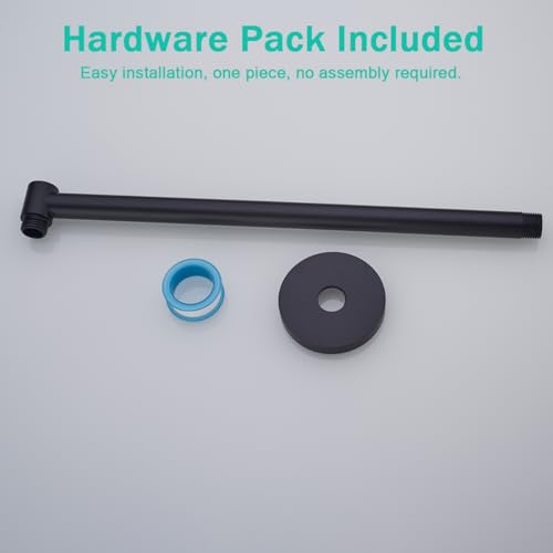 Shower Arm,16 Inch Rain Shower Head Extension Extender, With Flange and Teflon Tape, Made of Thicken Stainless Steel for Bathroom Rainfall Shower,Matte Black,SE-91088-16MB - color: Matte Black(91088)