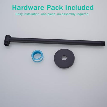 Shower Arm,16 Inch Rain Shower Head Extension Extender, With Flange and Teflon Tape, Made of Thicken Stainless Steel for Bathroom Rainfall Shower,Matte Black,SE-91088-16MB - color: Matte Black(91088)
