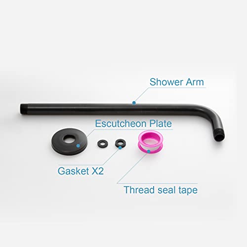OFFO Shower Arm with Flange, 12 in Oil Rubbed Bronze Wall Mount Replacement Angle Shower Head Arm Wall-Mounted For Fixed Shower Head & Handheld Showerhead - color: Oil Rubbed Bronze, style: 12 in