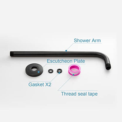 OFFO Shower Arm with Flange, 12 in Oil Rubbed Bronze Wall Mount Replacement Angle Shower Head Arm Wall-Mounted For Fixed Shower Head & Handheld Showerhead - color: Oil Rubbed Bronze, style: 12 in
