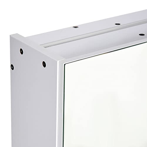 kleankin LED Medicine Cabinet with Mirror, 3 Doors, USB, Wall Mount, White | 35.5 x 29.5" Bathroom Vanity Mirror, rganizer, Dimmer, Touch Switch