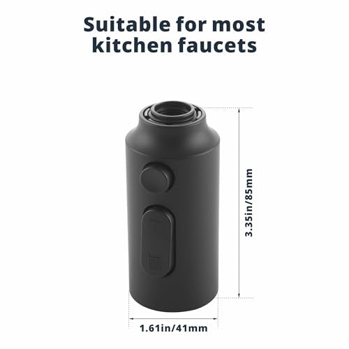 Pull Down Kitchen Faucet Head Replacement, 3 Function Pull Out Sprayer Head Nozzle with 9 Adapters for Kitchen Sink Faucet American Standard, Matte Black - color: Matte Black