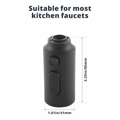 Pull Down Kitchen Faucet Head Replacement, 3 Function Pull Out Sprayer Head Nozzle with 9 Adapters for Kitchen Sink Faucet American Standard, Matte Black - color: Matte Black