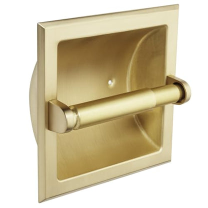 Brushed Brass Recessed Toilet/Tissue Paper Holder All Metal Construction - Mounting Bracket Included: 10821 - color: Brushed Brass