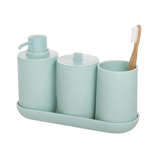 iDesign Cade 4-Piece Bathroom Accessory Set, Soft Aqua - color: Soft Aqua, size: 24.5 cm x 8.9 cm x 16.2 cm