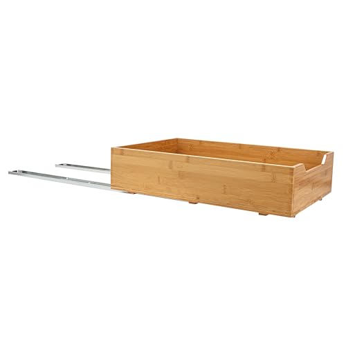 Household Essentials Glidez Bamboo and Steel 1-Tier Pull-Out/Slide-Out Storage Organizer, 14" Wide, Natural - size: 14", style: Single Tier