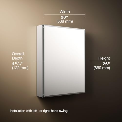 Kohler Frameless Bathroom Mirror Medicine Cabinet, 20 in x 26 in - size: 20 in. x 26 in., style: Beveled Edge