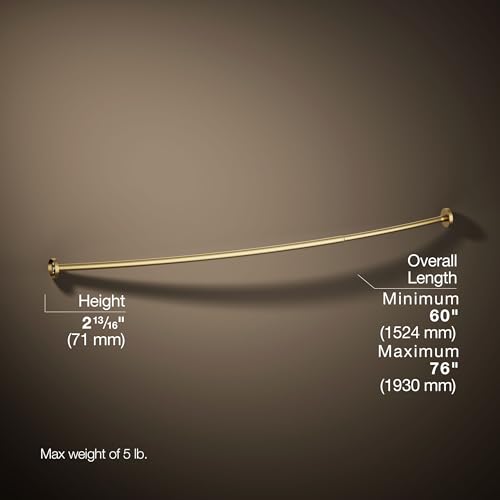 KOHLER K-9351-2MB Expanse Curved Shower Rod, Contemporary Design, Adjustable Fit 60-76", Vibrant Brushed Moderne Brass - color: Vibrant Brushed Moderne Brass