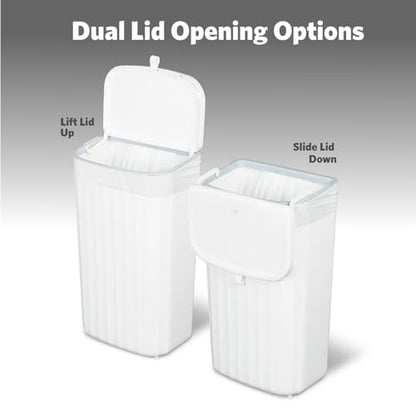 Glad Roomate Under Counter Waste Bin | Space Saving Small Trash Can for Kitchen Cabinet, Bathroom or Office | Dual Lid for Ease of Opening, 12 Liter, White - color: 12 Liter White Plastic
