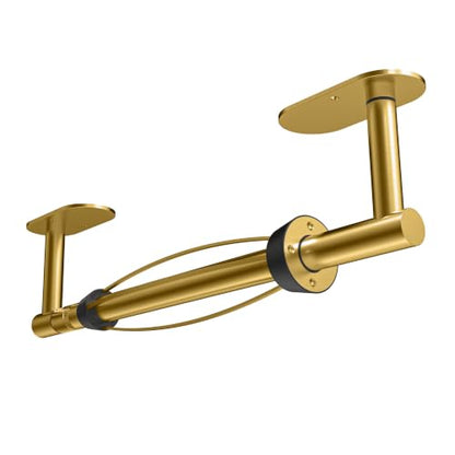 RUACQ Paper Towel Holder Under Cabinet, One Hand Tearing Paper Towel Holder with Damping Effect, Wall Mount & Adhesive Stainless Steel Paper Roll Holder for Kitchen Bathroom (Brushed Gold) - color: Brushed Gold, size: One Hand Tear - Oval