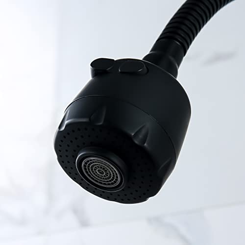 Wall Mount Faucet 8"" Center, Black Sink Mixer Tap, Laundry Utility Faucets | 304 Stainless Steel Constructed, Rotatable, 2-Function Sprayer ,Flexible Hose - color: Black