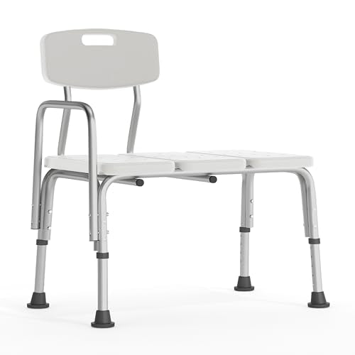 Flash Furniture HERCULES Series 300 Lb. Capacity Adjustable White Bath & Shower Transfer Bench with Back and Side Arm - color: White
