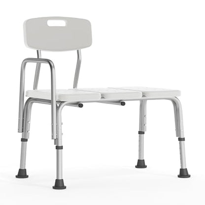 Flash Furniture HERCULES Series 300 Lb. Capacity Adjustable White Bath & Shower Transfer Bench with Back and Side Arm - color: White