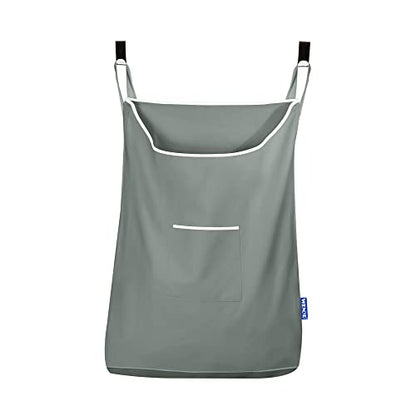 WENKO Laundry Hamper Bag Hanging, Over The Door Basket with Hooks, for Bathroom, Closet, Space Saving Storage, Wall mounted 3.94 x 20.47 x 31.89 in, Sage - color: Sage