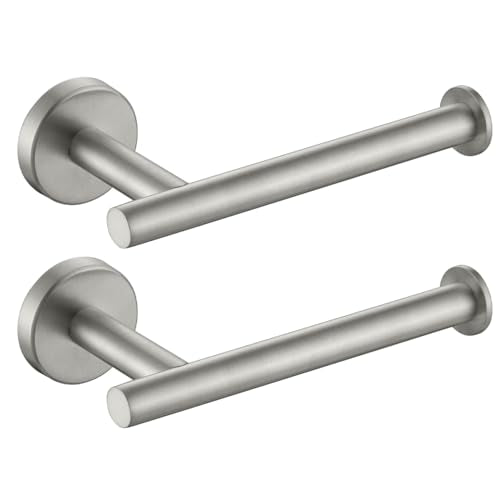 JQK Toilet Paper Holder, 5 Inch 304 Stainless Steel Thick 0.8mm Tissue Paper Dispenser for Bathroom, Hold Mega Rolls, Brushed Nickel Wall Mount, 2 Pack, TPH120-BN-P2 - color: Brushed, size: Knob(2 Pack)