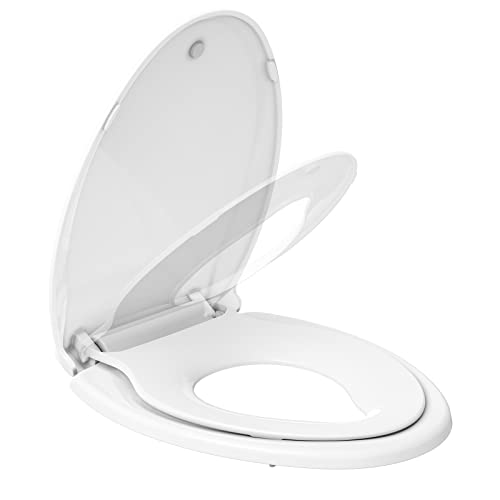 GarveeTech Elongated Toilet Seat with Built-in Toddler Seat & Slow Close - Potty Training Toilet Seat for Adult and Child, Magnetic Hinge, Safe PP Material, Easy to Clean, White - color: White-2, size: Elongated with Toddler Seat
