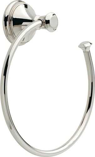 Delta Hand Towel Holder | Square Polished Nickel Ring for Hanging Towels in Kitchen, Bathroom | Cassidy Accessories - size: 8.38 x 7.4 x 2.6 Inches