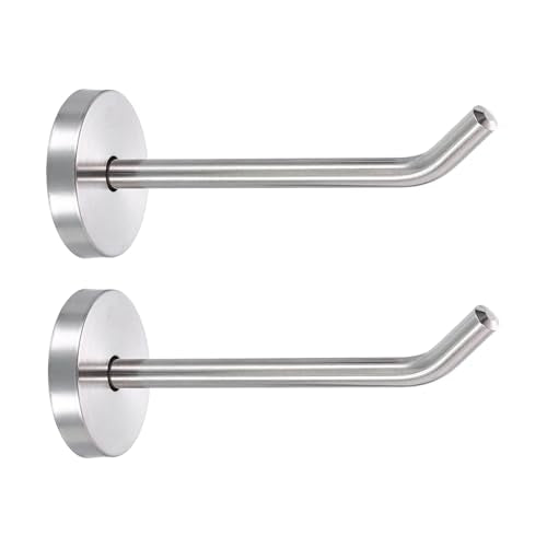 uxcell 2Pcs 4 Inch Coat Hooks, Stainless Steel Long Nose Wall Mount Hook, Robe Towel Hangers with Screws for Livingroom Bathroom Closets and Wardrobe, Silver Tone - color: Silver Tone, size: 4 Inch