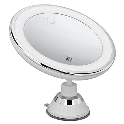Makeup Mirror 10X Magnify with Suction Cups for Professional Results, Contact Lens Wear, White Light Warm Light 7.9 X 6.9 X 2.8in