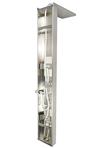 Blue Ocean ™ 56" Stainless Steel SPS8729 Thermostatic Shower Panel Column System with Rainfall Shower Head, Body Nozzles, and Handheld Shower Head, Shower Tower - style: 56 inch stainless steel