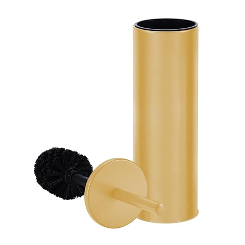 Deep & Sturdy Toilet Bowl Brush with Holder - Durable Scrubbing - Toilet Cleaners - Household Essentials - Bathroom Cleaner - Cleaning Supplies - Household Supplies, Painted Satin Gold - color: Satin Gold