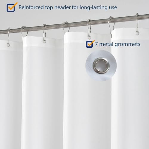 N&Y HOME RV Shower Curtain or Liner Fabric, White, 36 x 64 inches | With Magnets, Machine Washable, Water Repellent, 36x64 White Bahtroom Curtain with Grommets - color: White, size: 36"W x 64"L (Pack of 1)