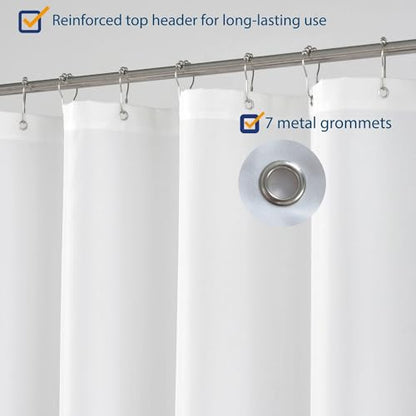 N&Y HOME RV Shower Curtain or Liner Fabric, White, 36 x 64 inches | With Magnets, Machine Washable, Water Repellent, 36x64 White Bahtroom Curtain with Grommets - color: White, size: 36"W x 64"L (Pack of 1)