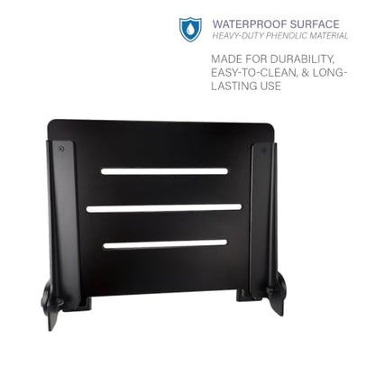 Seachrome 18 inch Silhouette Slimline Folding Wall Mount Shower Bench Seat, Matte Black Seat with Matte Black Frame - color: Matte Black Seat With Matte Black Frame