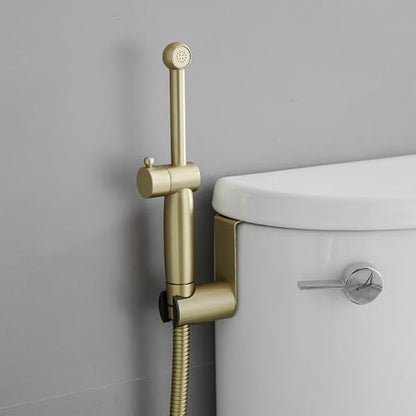 Brushed Gold Bidet Sprayer Set,Handheld Sprayer Set for Toilet | Adjustable Water Pressure,Solid Brass,Multi-use Sprayer for Feminine Care,Cloth Diaper & Pet Washing - color: Gold