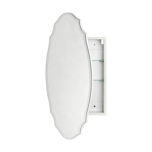 TOMACE Frameless Assymetrical Oval Medicine Cabinet with Beveled Mirror Irregular Surface Bathroom Medicine Cabinet Mirror with Storage for Bathroom, 20'' W x 30'' H - size: 20'' x 30''