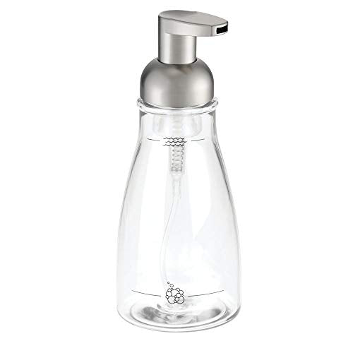 iDesign Foaming Soap Dispenser, Clear and Brushed Nickel | For Kitchen, Bathroom, Sink, Vanity - color: Clear/Brushed Nickel, style: Pack of 1