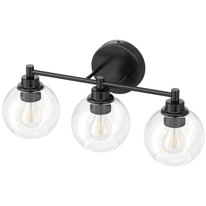 VONLUCE 3 Light Bathroom Vanity Light Fixtures, Black Finish | Globe Glass Shades, E26 Sockets, Easy to install, Vanity Lights for Bedroom Hallway Living Room - color: Black, size: 3-Light