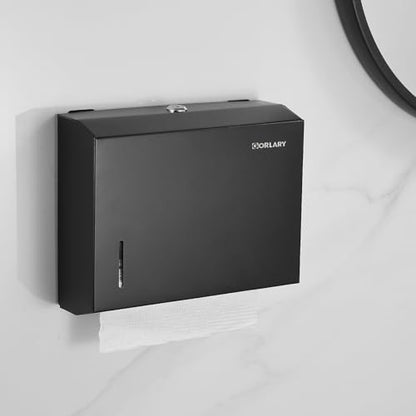 Gorlary Wall Mount Commercial Paper Towel Dispenser, Black, Lockable | Durable Stainless Steel, C-Fold Multifold Trifold Paper Towel Holder, Hand Paper Tissue Holder for Bathroom, Office - color: Small-black