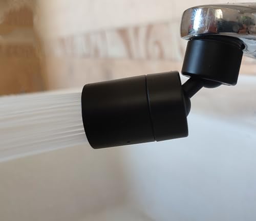 Big Angle Rotate Kitchen Sink Faucet Attachment, faucet nozzle aerator,faucet extender, swivel dual flow sprayer - color: black80°+1 adapter