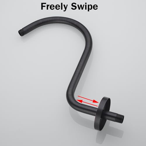 RANDOM S Shaped Shower Head Riser Pipe,Goose Neck Shower Arm 13 Inch Shower Head Extension Arm with Flange,Standard 1/2" Connection,Oil Rubbed Bronze.RD-91098-13ORB - color: Oil Rubbed Bronze