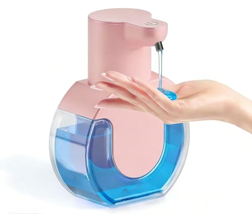 Automatic Soap Dispenser Touchless,Liquid Soap Dispenser USB Rechargeable,15oz/420ml Hand Soap Dispenser,4-Level Adjustable,Wall Mounted/Countertop Soap Dispenser for Bathroom Kitchen Dish Soap - color: Pink 01, style: Liquid